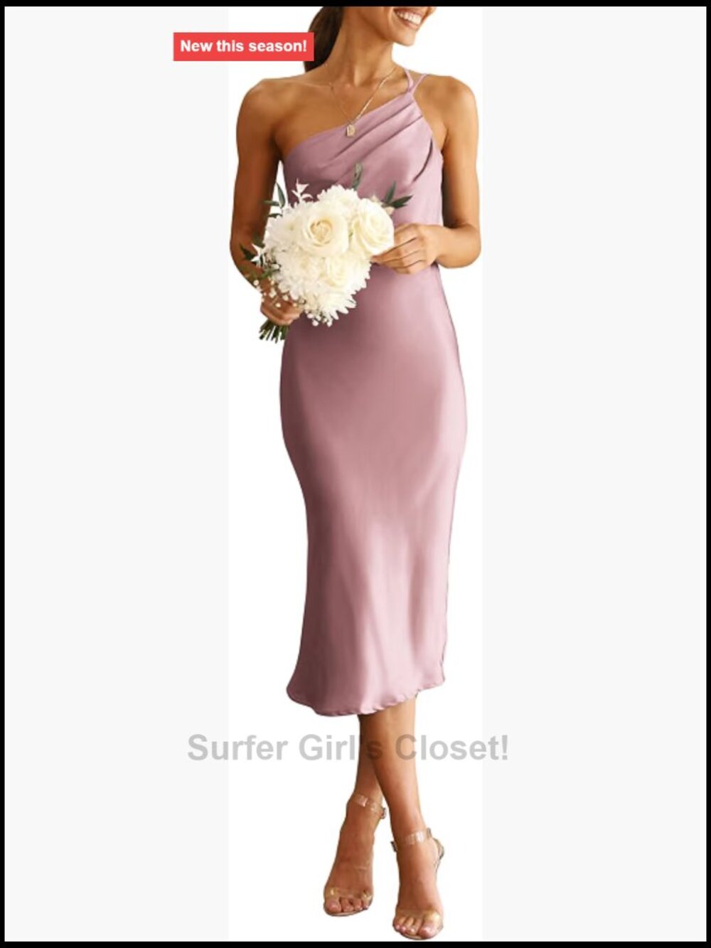 PRETTYGARDEN Elegant Satin Backless Midi Bodycon Dress with One Shoulder